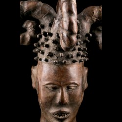 Yoruba Ekoi (Ejagham): Ekoi wooden masks are covered with animal skin.  These figures usually refer