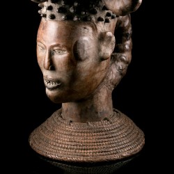 Yoruba Ekoi (Ejagham): Ekoi wooden masks are covered with animal skin.  These figures usually refer