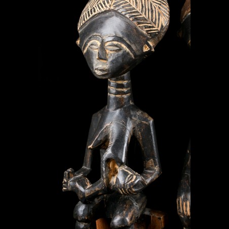 Pince à Billets Africain Couple Ashanti – Métal Argenté Patiné – Occasion Très Chic