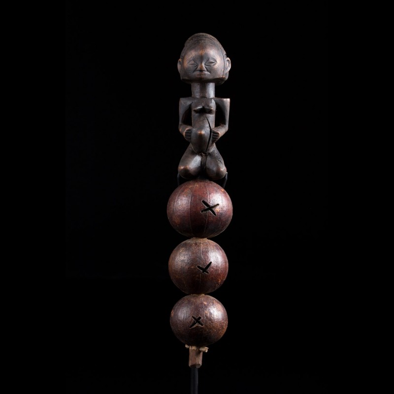 Figurative divination rattle Luba Congo