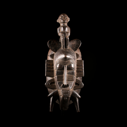 Senufo Kpeliye african mask with metal stand
