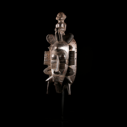 Masque Senoufo Kpeliye d'art tribal avec socle