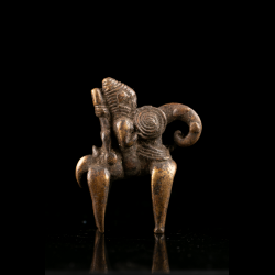 Ancient Sao bronze horseman sculpture from the Lake Chad Basin, African lost-wax bronze figure.