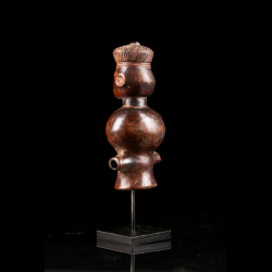 Traditional Lwena Chokwe wooden hunting whistle, a refined prestige object from Central Africa.