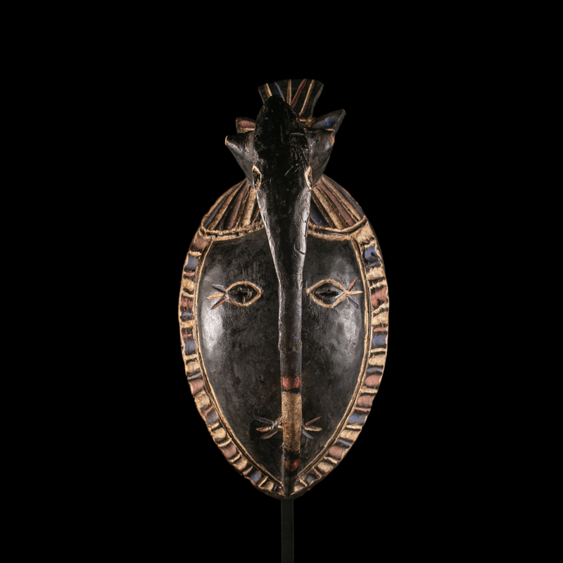 Ancien masque Yangaleya Ligbi anthropozoomorphe, Côte d'Ivoire, remarquable sculpture traditionnelle d'art africain.