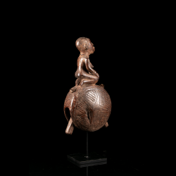 Kongo Dibu african art ritual bell with seated female figure