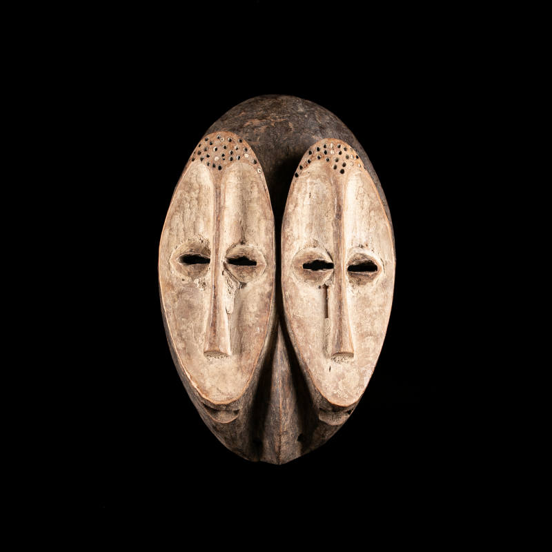 Masque double Lega du Bwami à deux visages – art africain RDC