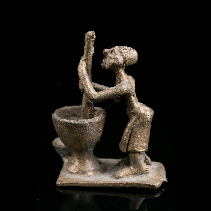 Poids Akan En Bronze Figuratif - Nœud Pour Peser L'Or, Art Africain 19e Siècle