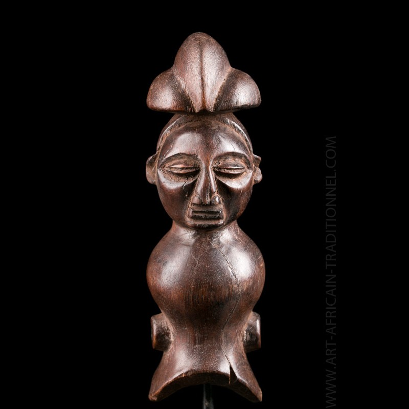 African whistle of Yaka origin in Congo. Authentic tribal art object from Africa.